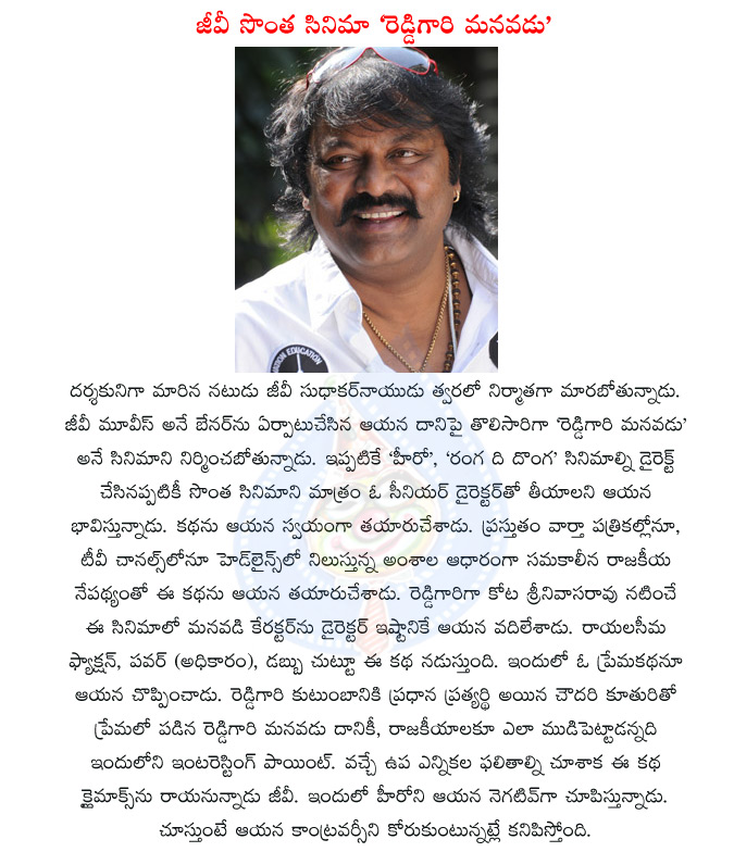 gv,gv sudhakar naidu,director gv,gv movies,reddygari manavadu,reddygari manavadu movie,kota srinivasa rao,ranga the donga movie,hero movie  gv, gv sudhakar naidu, director gv, gv movies, reddygari manavadu, reddygari manavadu movie, kota srinivasa rao, ranga the donga movie, hero movie